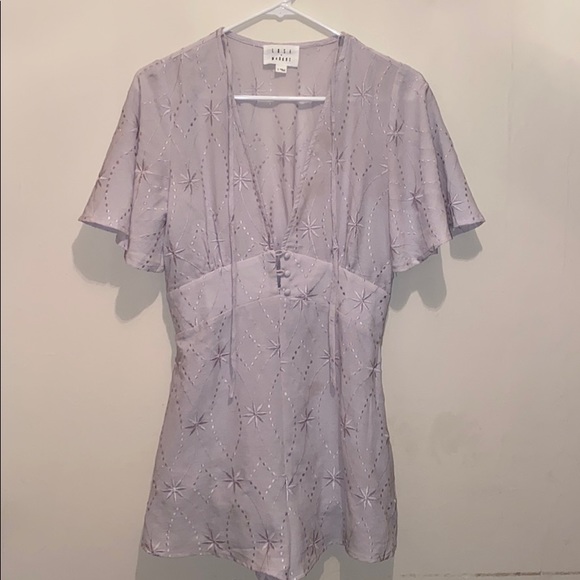 LOST + WANDER Willow Light Grey Embroidered Romper - Picture 4 of 8